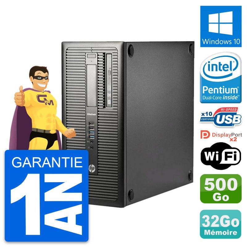 HP EliteDesk 800 G1 Desktop PC - Intel Pentium G3220, 32GB RAM, 500GB HDD, Windows 10, WiFi