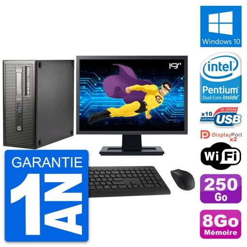 HP EliteDesk 800 G1 Desktop PC - 19-inch Screen, Intel Pentium G3220, 8GB RAM, 250GB HDD, Windows 10, WiFi