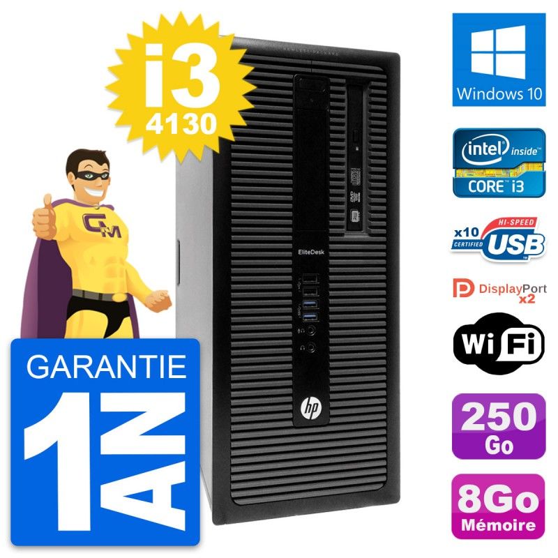HP EliteDesk 800 G1 Desktop PC - Intel i3-4130, 8GB RAM, 250GB HDD, Windows 10, WiFi