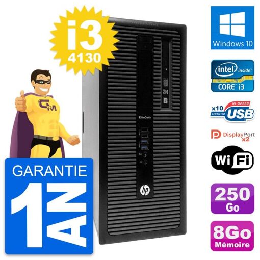 HP EliteDesk 800 G1 Desktop PC - Intel i3-4130, 8GB RAM, 250GB HDD, Windows 10, WiFi