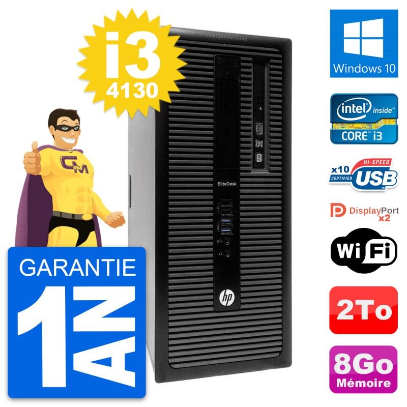 HP EliteDesk 800 G1 Desktop PC - Intel i3-4130, 8GB RAM, 2TB HDD, Windows 10, WiFi