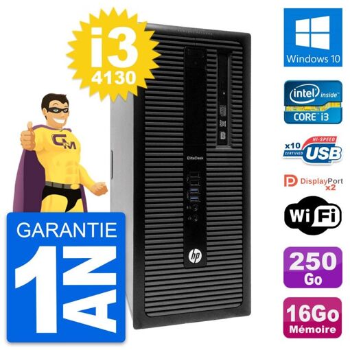 HP EliteDesk 800 G1 Desktop PC - Intel i3-4130, 16GB RAM, 250GB SSD, Windows 10, WiFi