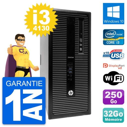 HP EliteDesk 800 G1 Desktop PC - Intel i3-4130, 32GB RAM, 250GB SSD, Windows 10, Wifi