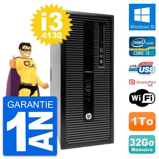 HP EliteDesk 800 G1 Desktop PC - Intel i3-4130, 32GB RAM, 1TB HDD, Windows 10, WiFi