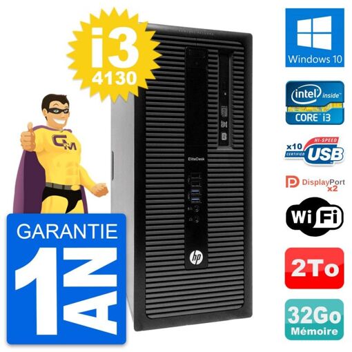 HP EliteDesk 800 G1 Desktop Computer - Intel i3-4130, 32GB RAM, 2TB HDD, Windows 10, WiFi