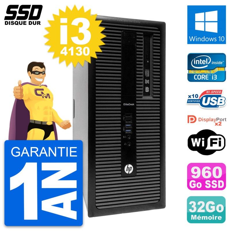 HP EliteDesk 800 G1 Desktop PC - Intel i3-4130, 32GB RAM, 960GB SSD, Windows 10