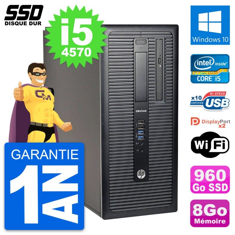 HP EliteDesk 800 G1 Desktop PC - Intel Core i5-4570, 8GB RAM, 960GB SSD, Windows 10, WiFi