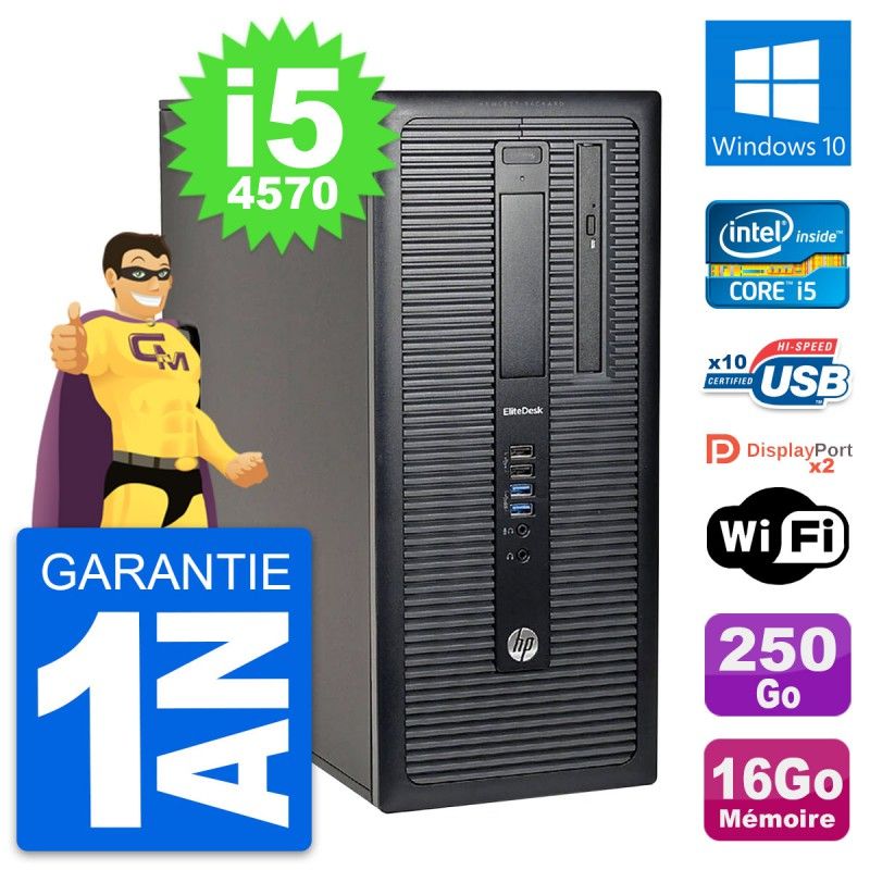 HP EliteDesk 800 G1 Desktop PC - Intel i5-4570, 16GB RAM, 250GB SSD, Windows 10, WiFi