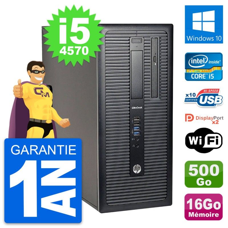 HP EliteDesk 800 G1 Desktop PC - Intel i5-4570, 16GB RAM, 500GB HDD, Windows 10, WiFi