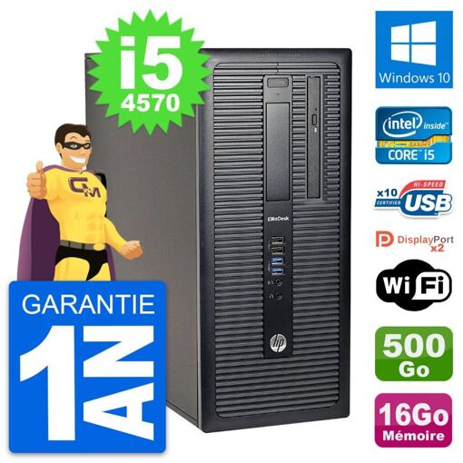 HP EliteDesk 800 G1 Desktop PC - Intel i5-4570, 16GB RAM, 500GB HDD, Windows 10, WiFi