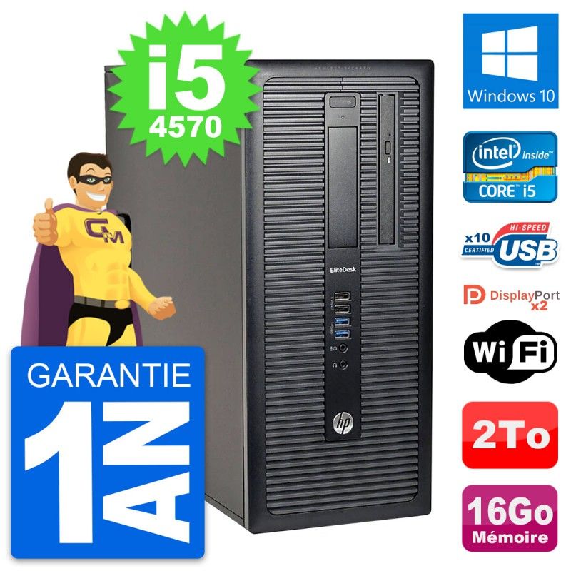 HP EliteDesk 800 G1 Desktop PC - Intel i5-4570, 16GB RAM, 2TB HDD, Windows 10, WiFi