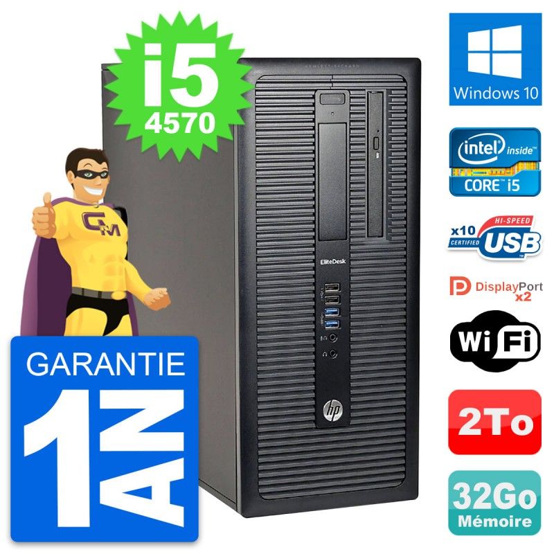 HP EliteDesk 800 G1 Desktop PC - Intel i5-4570, 32GB RAM, 2TB HDD, Windows 10, WiFi