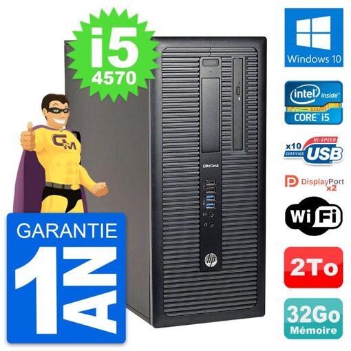 HP EliteDesk 800 G1 Desktop PC - Intel i5-4570, 32GB RAM, 2TB HDD, Windows 10, WiFi