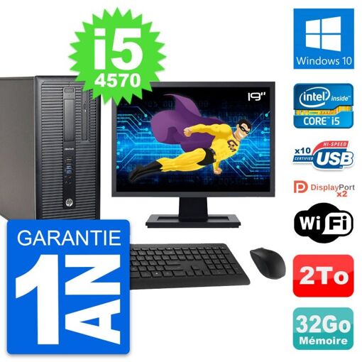 HP EliteDesk 800 G1 Desktop PC - 19" Screen, Intel i5-4570, 32GB RAM, 2TB Hard Drive, Windows 10
