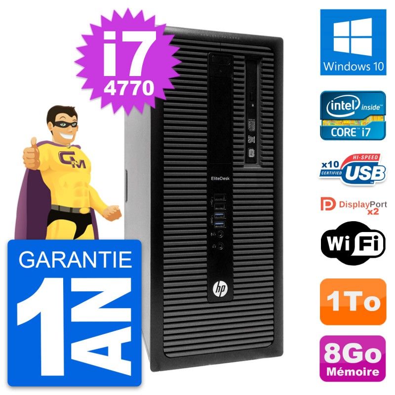 HP EliteDesk 800 G1 Desktop PC - Intel i7-4770, 8GB RAM, 1TB HDD, Windows 10, WiFi