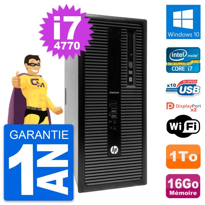 HP EliteDesk 800 G1 Desktop PC - Intel i7-4770, 16GB RAM, 1TB HDD, Windows 10, WiFi