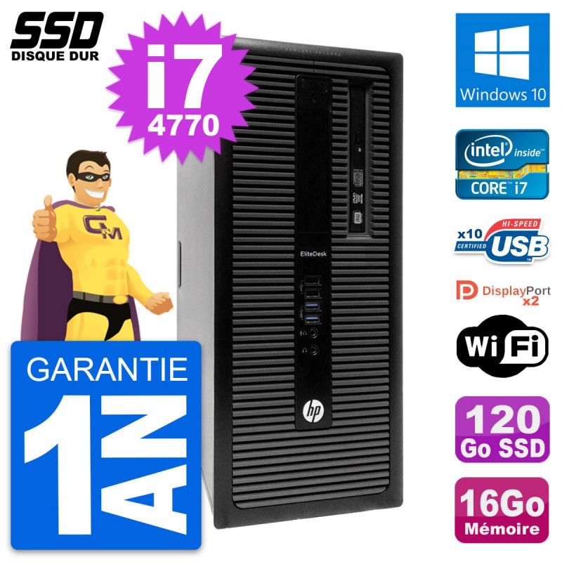 HP EliteDesk 800 G1 Desktop PC - Intel i7-4770, 16GB RAM, 120GB SSD, Windows 10