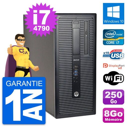 HP EliteDesk 800 G1 Desktop PC - Intel i7-4790, 8GB RAM, 250GB SSD, Windows 10, WiFi