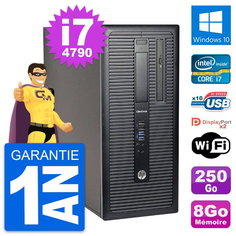 HP EliteDesk 800 G1 Desktop PC - Intel i7-4790, 8GB RAM, 250GB SSD, Windows 10, WiFi