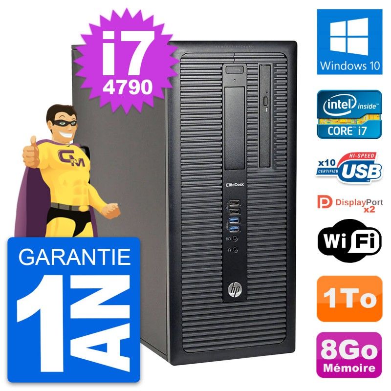 HP EliteDesk 800 G1 Desktop PC - Intel i7-4790, 8GB RAM, 1TB Hard Drive, Windows 10, WiFi