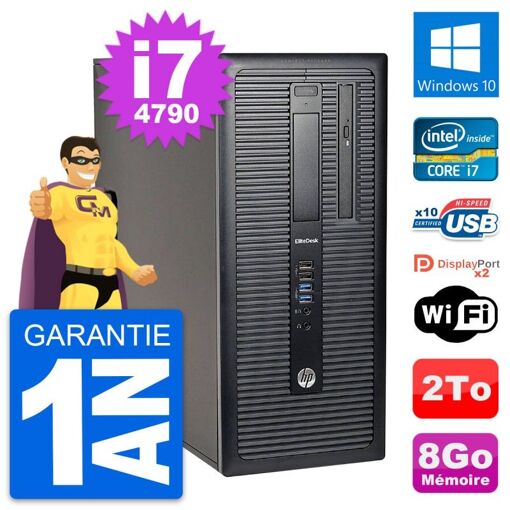 HP EliteDesk 800 G1 Desktop Computer - Intel i7-4790, 8GB RAM, 2TB HDD, Windows 10, WiFi