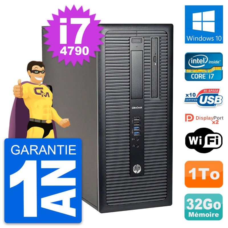 HP EliteDesk 800 G1 Desktop PC - Intel i7-4790, 32GB RAM, 1TB HDD, Windows 10, WiFi