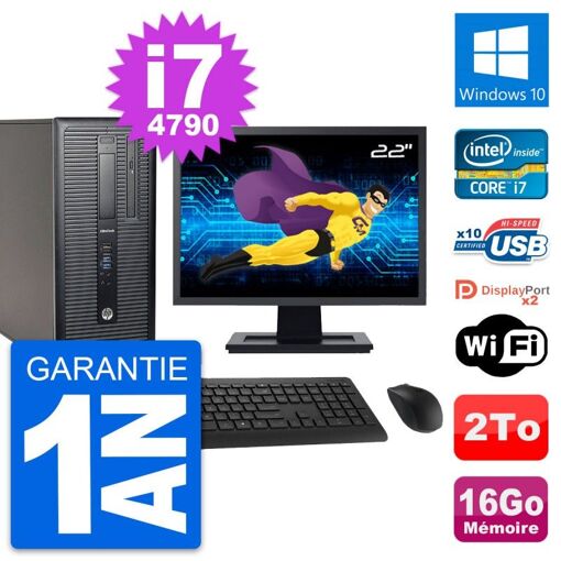 HP EliteDesk 800 G1 22" Screen Intel i7-4790 16GB RAM 2TB HDD Windows 10 WiFi
