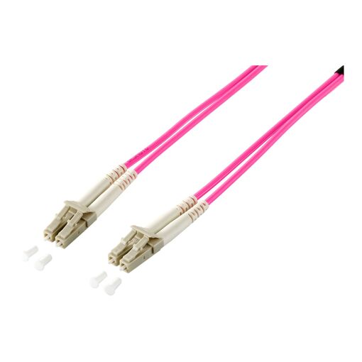 Digital Data Communications LC Multi-Mode (M) Fiber Optic Cable, 2m, Duplex, OM4, 50/125 Microns, Halogen-Free, Violet