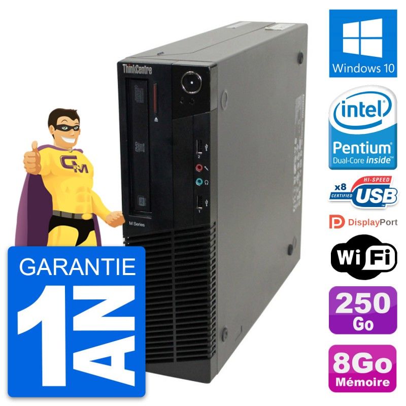 Lenovo ThinkCentre M82 SFF Computer - Intel G630, 8GB RAM, 250GB HDD, Windows 10, WiFi
