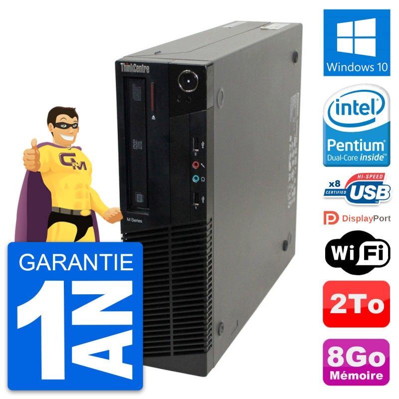 Lenovo ThinkCentre M82 SFF Desktop PC - Intel Pentium G630, 8GB RAM, 2TB HDD, Windows 10, WiFi