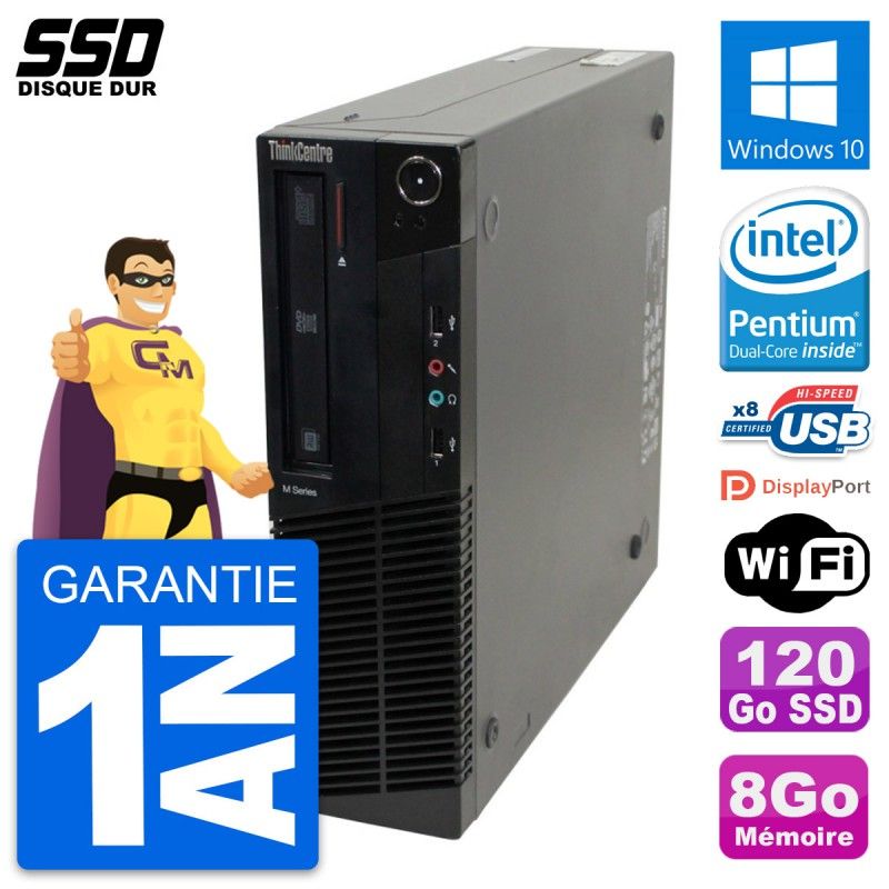 Lenovo ThinkCentre M82 SFF Desktop - Intel Pentium G630, 8GB RAM, 120GB SSD, Windows 10, WiFi