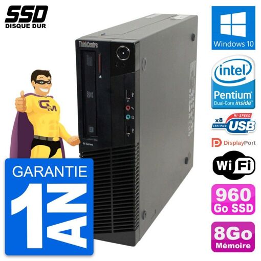 Lenovo ThinkCentre M82 SFF Desktop - Intel Pentium G630, 8GB RAM, 960GB SSD, Windows 10, WiFi