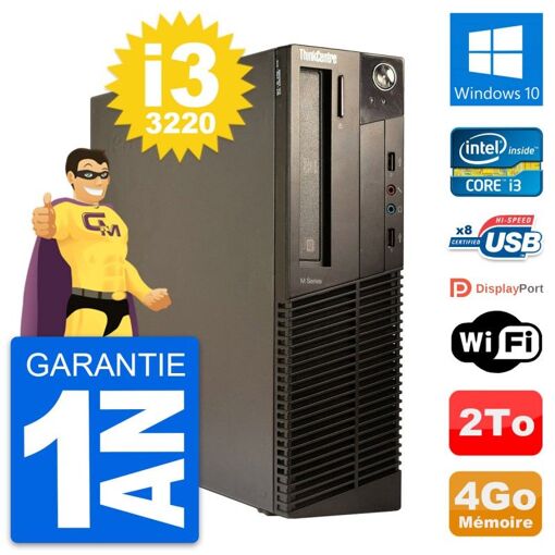 Lenovo ThinkCentre M82 SFF Computer - Intel i3-3220, 4GB RAM, 2TB Hard Drive, Windows 10, WiFi