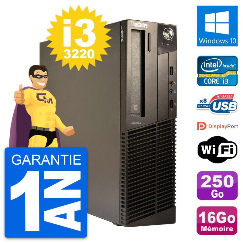 Lenovo ThinkCentre M82 SFF Core i3-3220 16GB RAM 250GB SSD Windows 10 Wifi