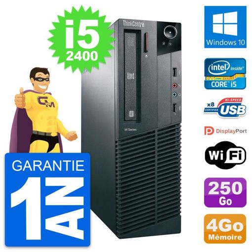 Lenovo ThinkCentre M82 SFF Intel i5-2400 4GB RAM 250GB HDD Windows 10 WiFi