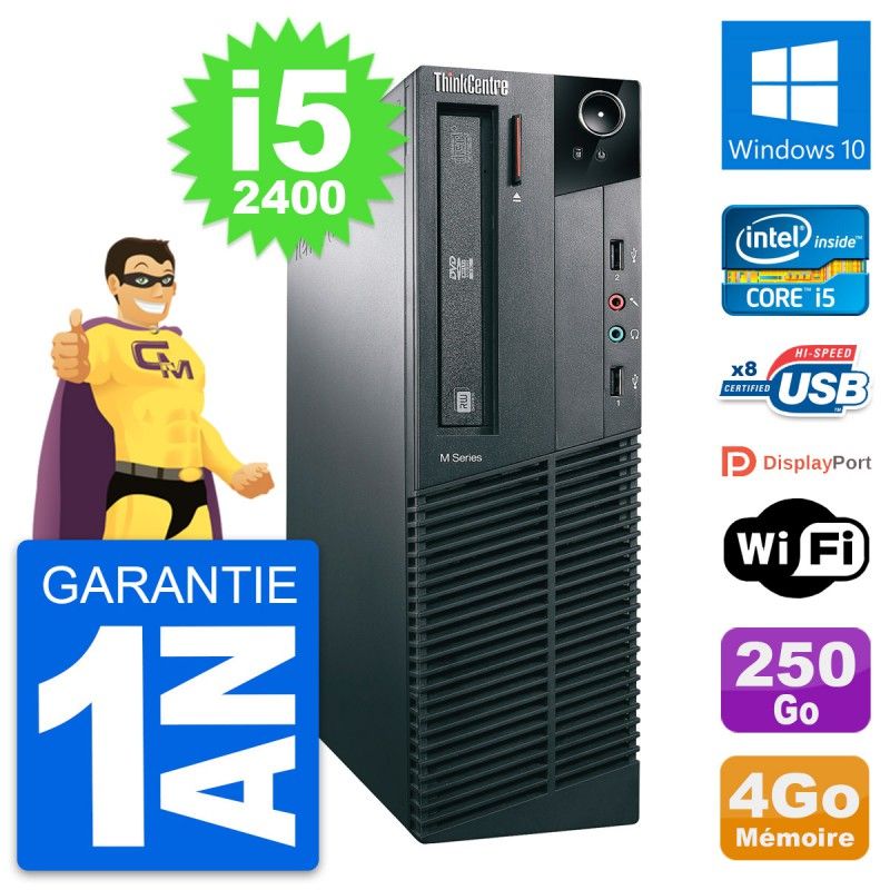 Lenovo ThinkCentre M82 SFF Intel i5-2400 4GB RAM 250GB HDD Windows 10 WiFi