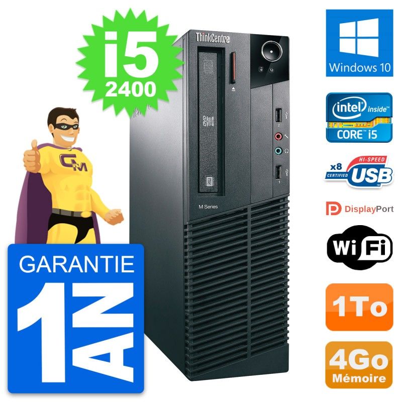 Lenovo ThinkCentre M82 SFF Desktop Computer - Intel i5-2400, 4GB RAM, 1TB HDD, Windows 10, WiFi