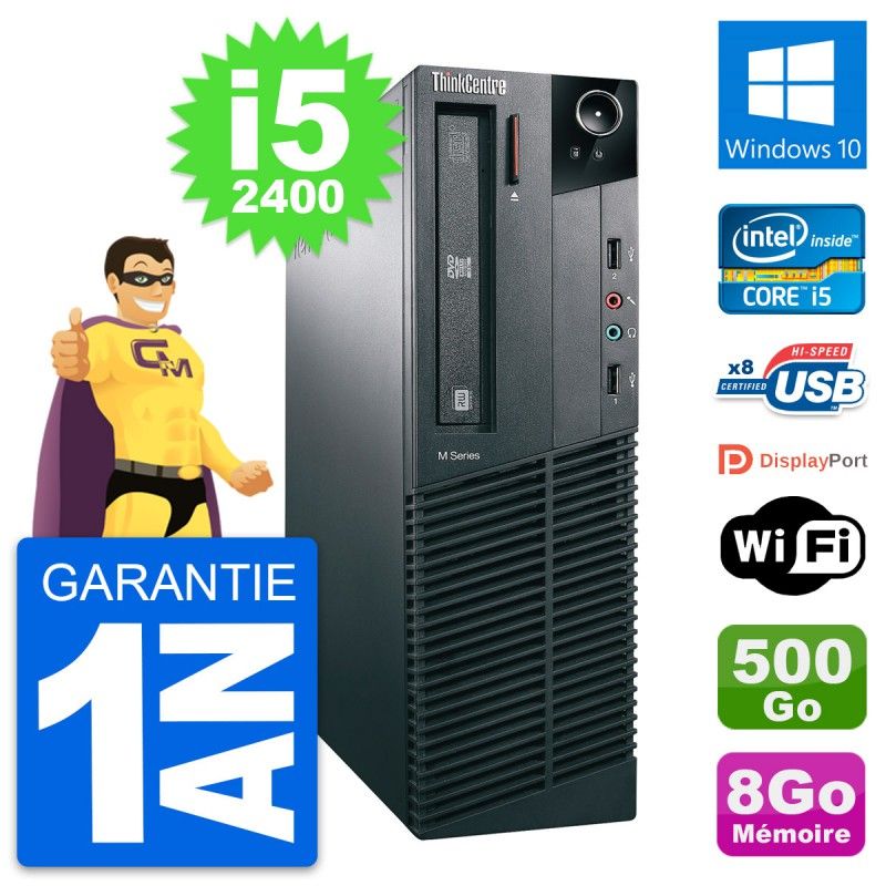 Lenovo ThinkCentre M82 SFF Desktop PC - Intel i5-2400, 8GB RAM, 500GB HDD, Windows 10, Wifi