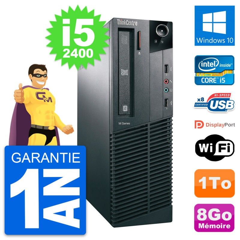 Lenovo ThinkCentre M82 SFF Desktop PC - Intel i5-2400, 8GB RAM, 1TB HDD, Windows 10, WiFi