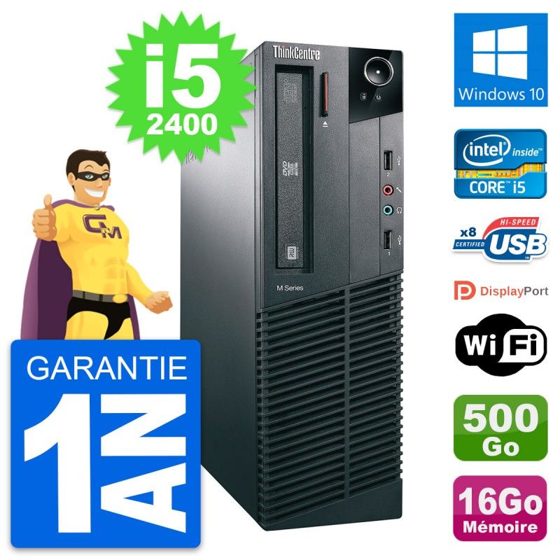 Lenovo ThinkCentre M82 SFF Core i5-2400 16GB RAM 500GB HDD Windows 10 Wi-Fi