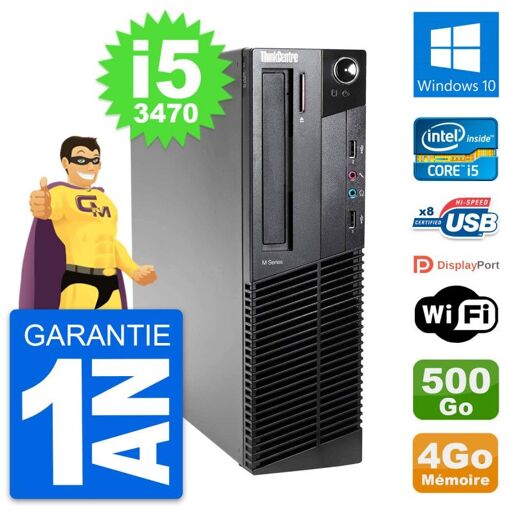 Lenovo ThinkCentre M82 SFF Desktop - Intel i5-3470, 4GB RAM, 500GB HDD, Windows 10, WiFi