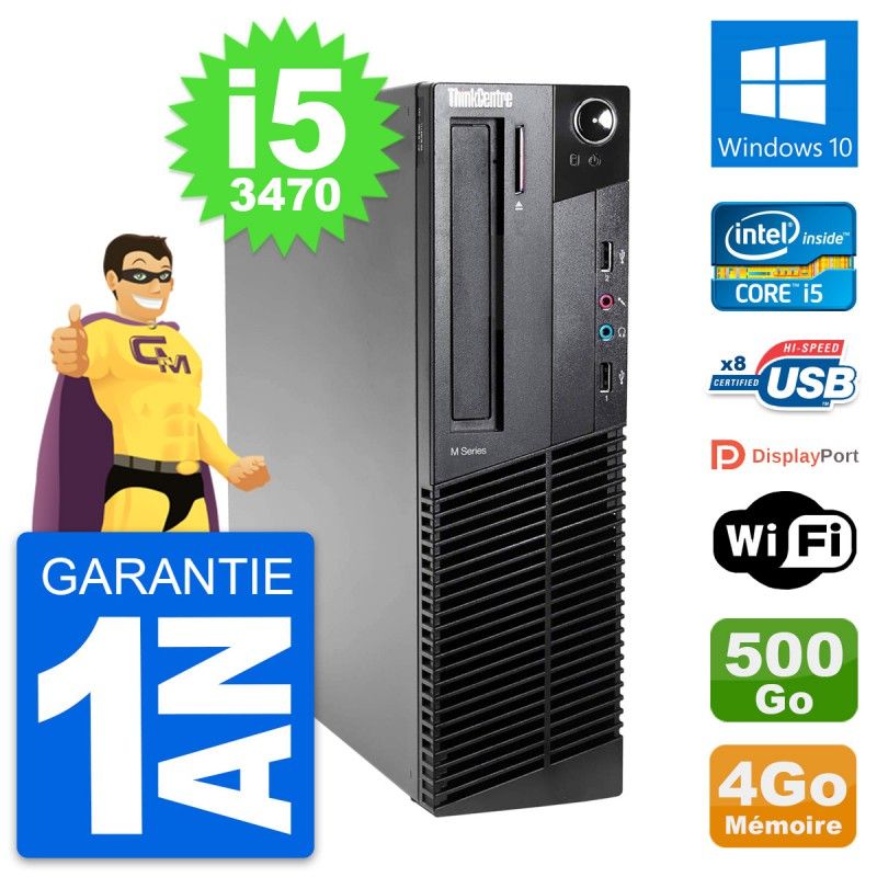 Lenovo ThinkCentre M82 SFF Desktop - Intel i5-3470, 4GB RAM, 500GB HDD, Windows 10, WiFi