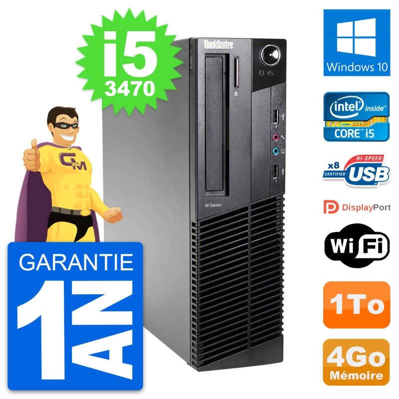 Lenovo ThinkCentre M82 SFF Desktop PC - Intel Core i5-3470, 4GB RAM, 1TB HDD, Windows 10, WiFi