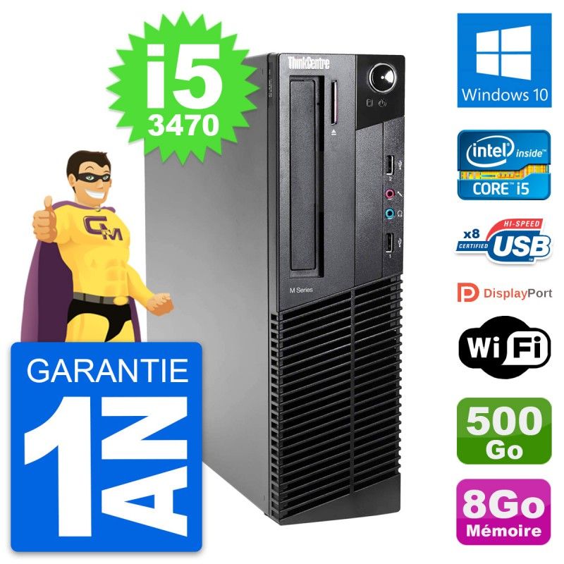 Lenovo ThinkCentre M82 SFF Desktop - Intel i5-3470, 8GB RAM, 500GB HDD, Windows 10, Wifi