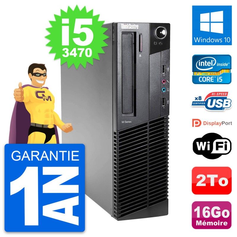 Lenovo ThinkCentre M82 SFF Desktop PC - Intel i5-3470, 16GB RAM, 2TB HDD, Windows 10, WiFi