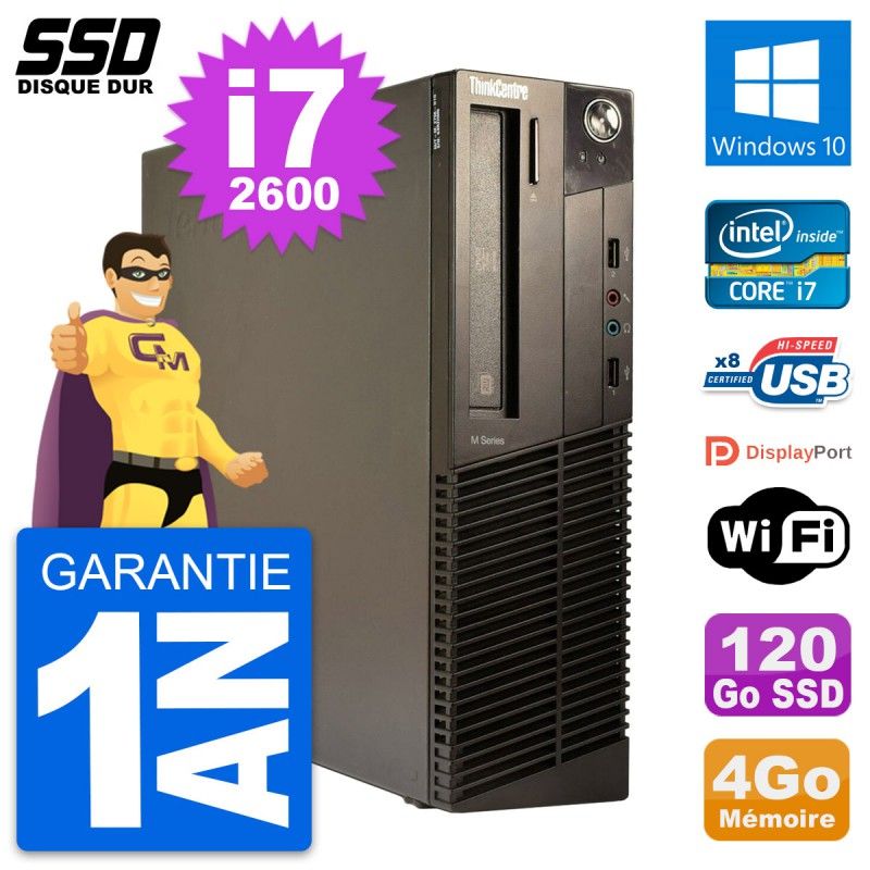 Lenovo ThinkCentre M82 SFF - Intel i7-2600, 4GB RAM, 120GB SSD, Windows 10, WiFi