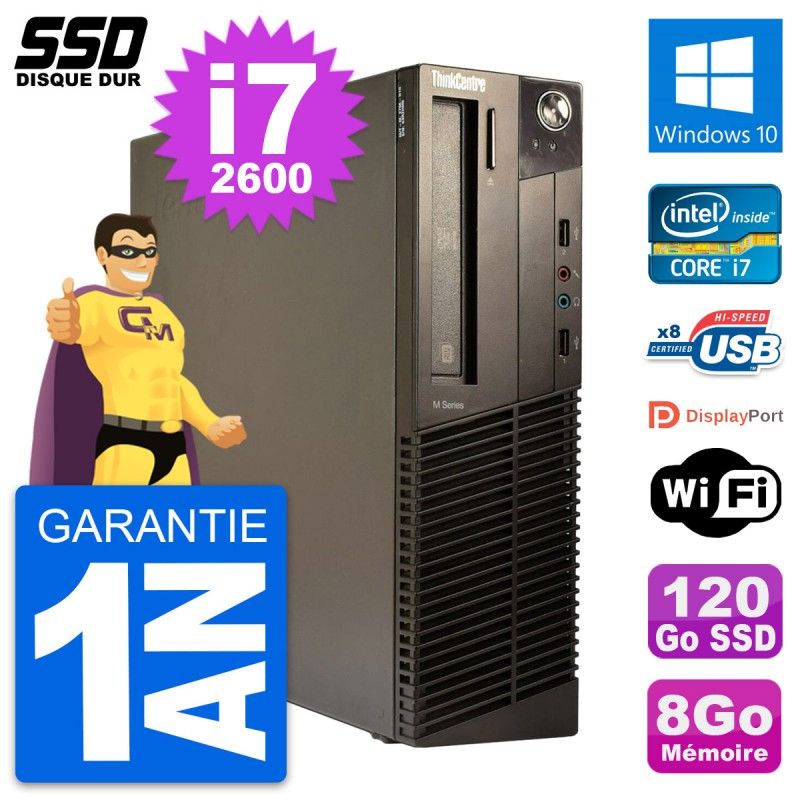 Lenovo ThinkCentre M82 SFF Intel i7-2600 8GB RAM 120GB SSD Windows 10 WiFi