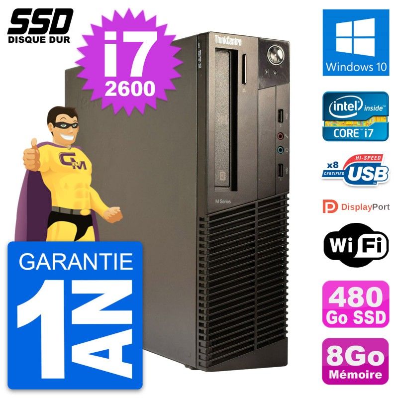 Lenovo ThinkCentre M82 SFF Intel i7-2600 8GB RAM 480GB SSD Windows 10 Wifi