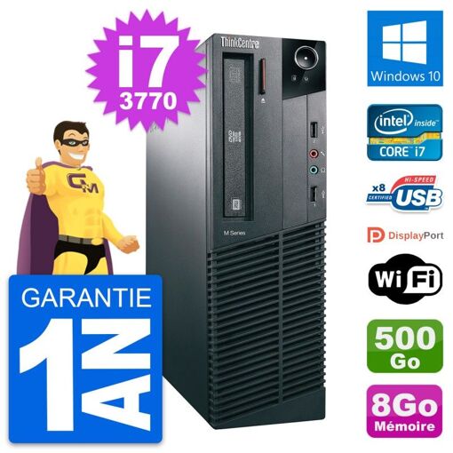 Lenovo ThinkCentre M82 SFF Intel i7-3770 8GB RAM 500GB HDD Windows 10 Wi-Fi