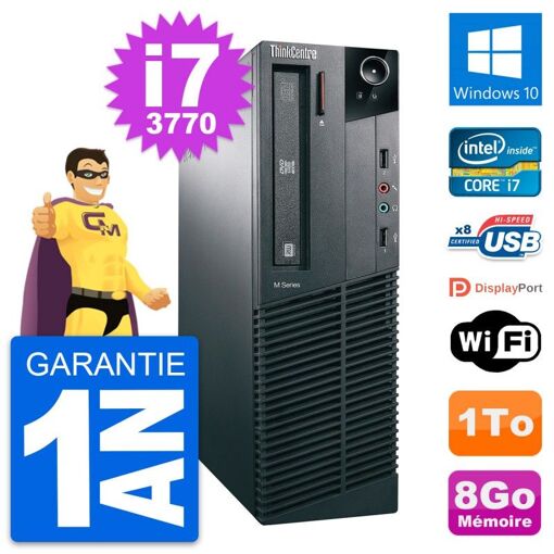 Lenovo ThinkCentre M82 SFF Desktop PC - Intel i7-3770, 8GB RAM, 1TB HDD, Windows 10, WiFi